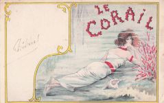 CHAMOUIN, KÜNSTLER SIGNIERT, JUGENDSTIL, LE CORAIL, Vintage-Postkarte