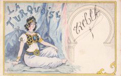 CHAMOUIN, KÜNSTLER SIGNIERT, JUGENDSTIL,LA TURQUOISE , Vintage-Postkarte
