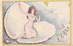 CHAMOUIN, KÜNSTLER SIGNIERT, JUGENDSTIL,LAE PERLE F. Chamovin, Vintage-Postkarte