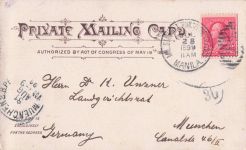 Die historische Postkarte aus Manila vom 25. Juli 1899 (Military Mail / Philippinisch-Amerikanischer Krieg)