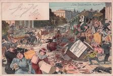 Historische Litho Postkarte Berlin ohne Strassenbahn Mai 1900 Patzenhofer Bier Jux