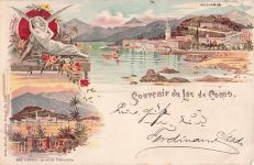 Lithographie Bellagio, Panorama, Villa Carlotta, Amor et Psyche