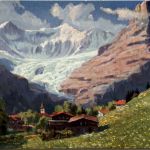 Grindelwald mit den Fiescherhörnern - Künstlerkarte Paola Kutscha
