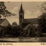 Langenlipsdorf - Krs. Jüterbog - Dorfteich mit Kirche