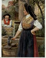 Elsässer Tracht - Am Brunnen - Künstler H. Hoffmann