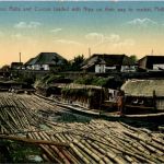 Bamboo rafts an cascos loaded with Nipa Philippines