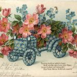 Auto mit Blumen - Prägekarte