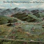 Staufen und Umgebung aus der Vogelschau - Künstlerkarte E. Felle