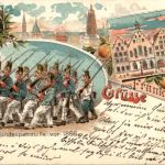 Gruss aus Frankfurt - Bundespatrouille vor 1866 - Litho