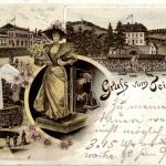 Bad Nauheim - Gruss vom Teichhaus - Litho