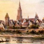 Ulm - An der Stadtmauer - Künstlerkarte Charles Flower