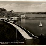 Die Saaletalsperre, zwischen Saalburg und Burgk, Sperrmauer mit Stausee