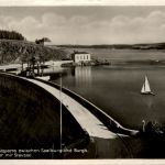 Die Saaletalsperre, zwischen Saalburg und Burgk, Sperrmauer mit Stausee