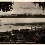 Bodensee, Bad Kressbronn, Bucht und Fernsicht auf die Schweizer Alpen