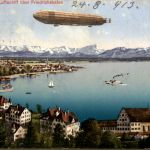 Friedrichshafen, Graf Zeppelin in voller Fahrt vom Flugzeug aus