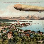 Friedrichshafen, Graf Zeppelin in voller Fahrt vom Flugzeug aus