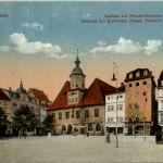 Jena, Markt, Rathaus mit Bismarckbrunnen und Denkmal