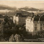 Villach, Franz Josefstrasse mit Mangart im Hintergrund