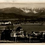 Klagenfurt, Strandcafe und Strandbad mit Blick auf die Karawanken