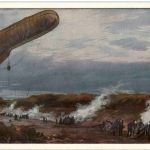 Fesselballon unter Artilleriewirkung