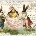 Hasen - Fröhliche Ostern - Litho