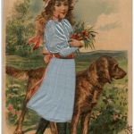 Kind mit Hund - Prägekarte Seidenkarte