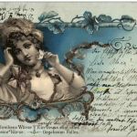 Frau mit Schirm - Litho