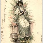 Frau mit Hühner - Chicken Prägekarte