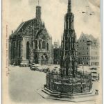 Nürnberg - Schöner Brunnen mit Frauenkirche - Prägekarte