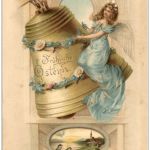 Ostern - Frau mit glocke Litho