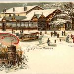 Gruss aus Monning - Litho - Strassenbahn