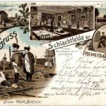 Leipzig - Gruss vom Schalchtfelde der freiheitskämpfe 1813 - Napoleonstein - Litho