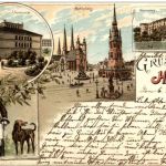 Gruss aus Halle Saale - Litho