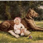 Hund und Kind - Künstlerkarte Mailick