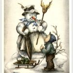 Neujahr - Kind und Schneemann