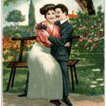 Paar Prägekarte Litho
