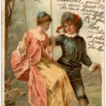 Paar auf Schaukel Litho
