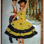 Trachten - Tanzen - Karte mit Stoffkleid