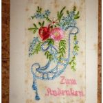 Bestickte Karte - Blumen