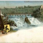 Schaffhausermädchen am Rheinfall - Litho