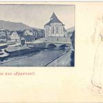 Gruss aus Appenzell - Frau mit Tracht auf Rückseite