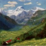 Linthal mit Tödi - Künstlerkarte Paolo Kutscha