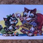Katzen Cat - sign. Michaelis - bewegliche Augen - moving eyes