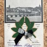 Basel - Alte Rheinbrücke mit Lorbeerkranz und Schleife