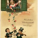 Kinder - Geige - Prägekarte