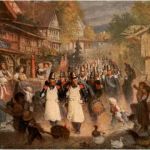 Soldaten durch ein St. Gallisches Dorf - Künstlerkarte E. Rittmeyer