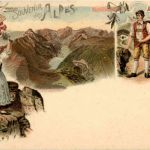 Souvenir des Alpes - Gruss aus den Bergen - Litho