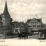 Luzern - Auf der Seebrücke mit Tram