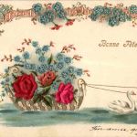 Schwan mit Boot - Prägekarte