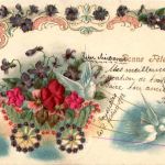 Tauben mit Kutsche - Prägekarte